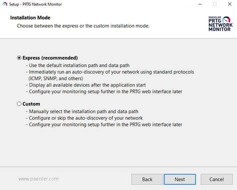 Setup Dialog: Installation Mode